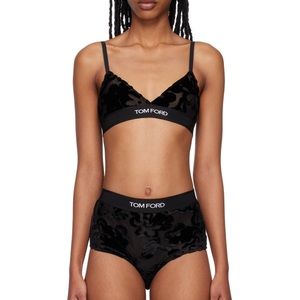 Semi-sheer viscose-blend tulle & devoré bralette only
